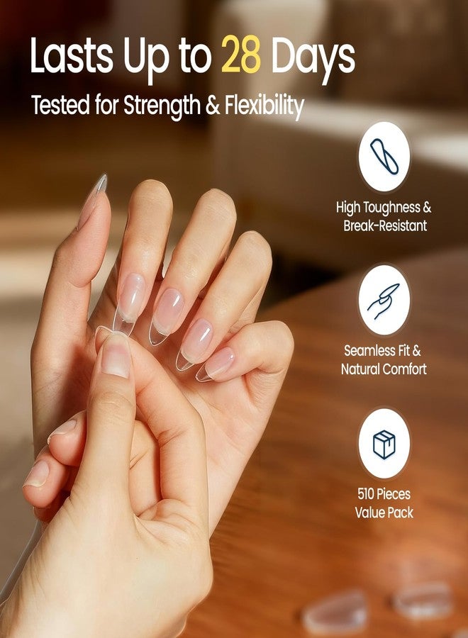 Morovan Medium Almond Nail Tips: 15 Sizes 510pcs Full Cover Set with Nail Art Designs for Gel Polish Strong Bond Long Lasting Press On Manicure - Image 4